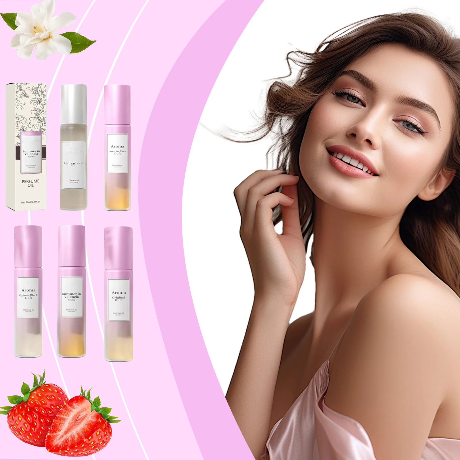 Aceite de perfume roll-on portátil: extracto natural, aroma afrutado |   Fragancia fresca duradera para citas de amantes y uso diario