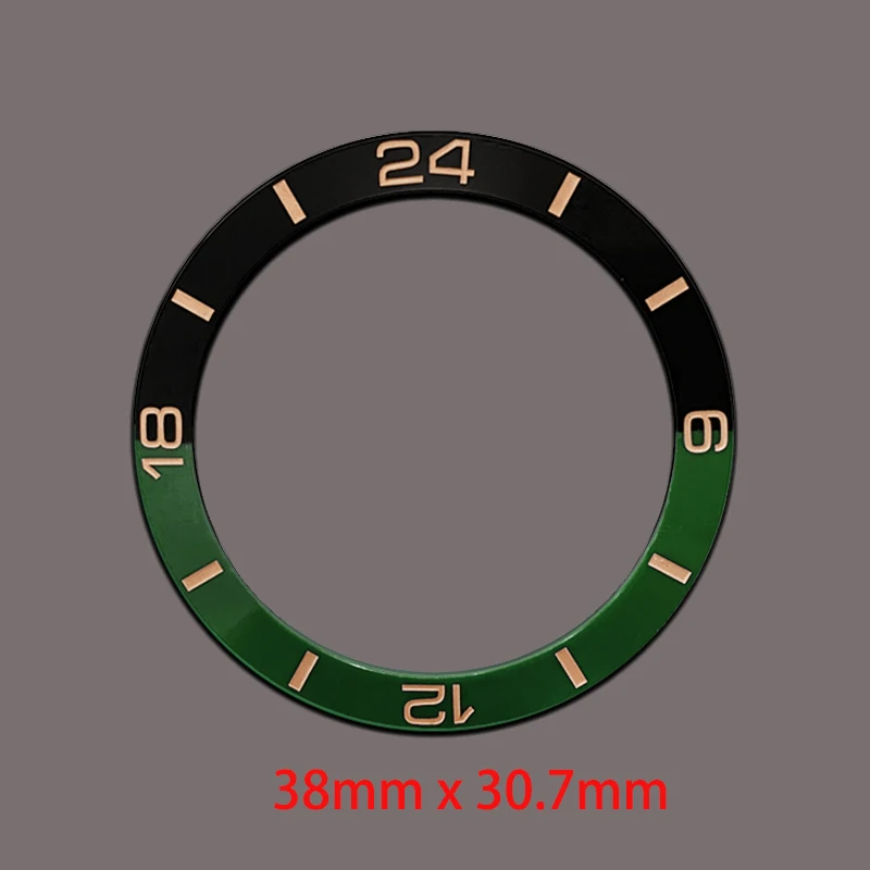 Anneau d'insertion de lunette en céramique incurvée, 38mm x 30.7mm, adapté pour SKX007 SKX009 SRPD sous-boîtier NH35 NH36, boîtier de montre, pièces de réparation