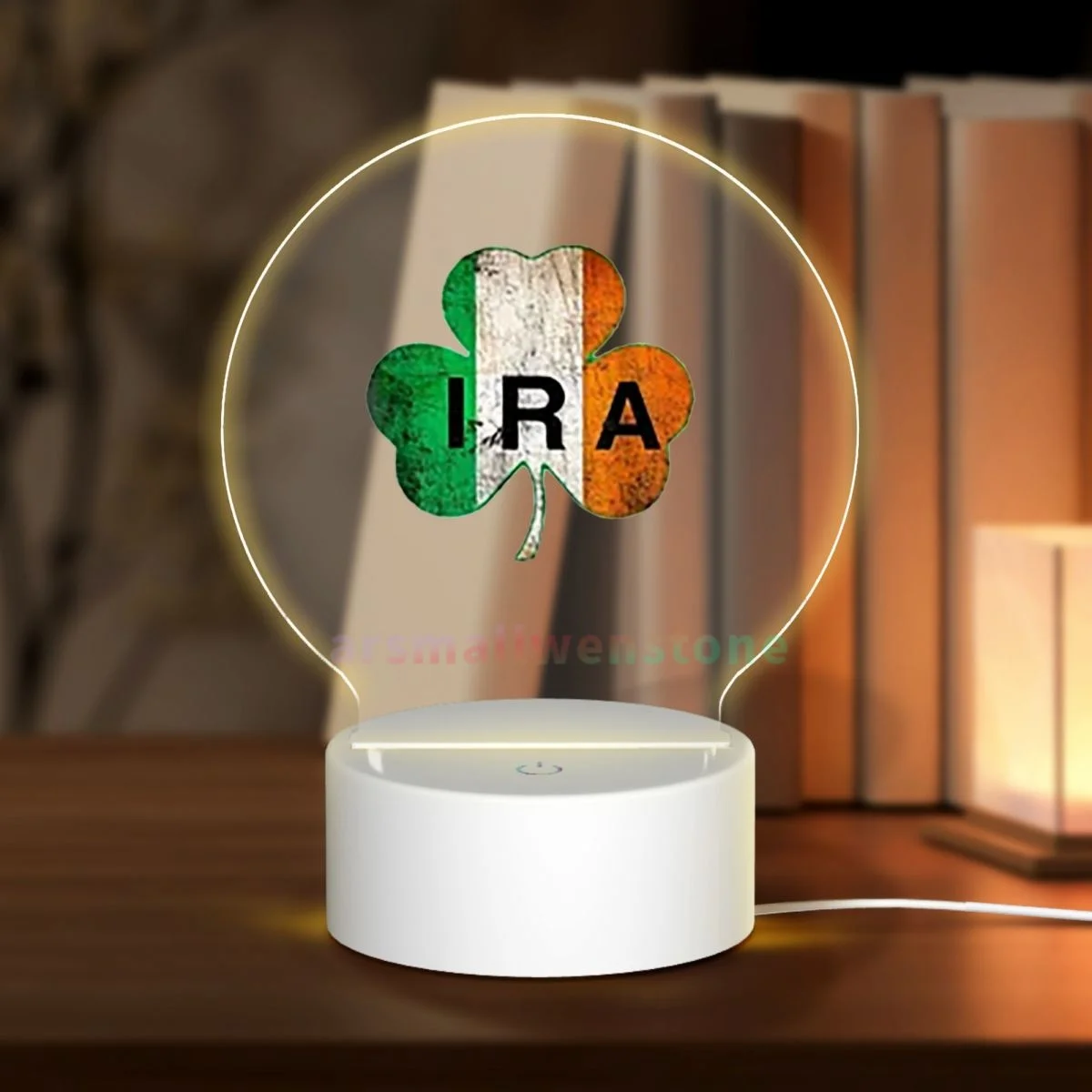 IRA Irish Lucky Shamrock St Patrick's Day Ireland Flag Acrylic Photo Lamp Photo LED Night Light,Photo Frame,Gift for Couple