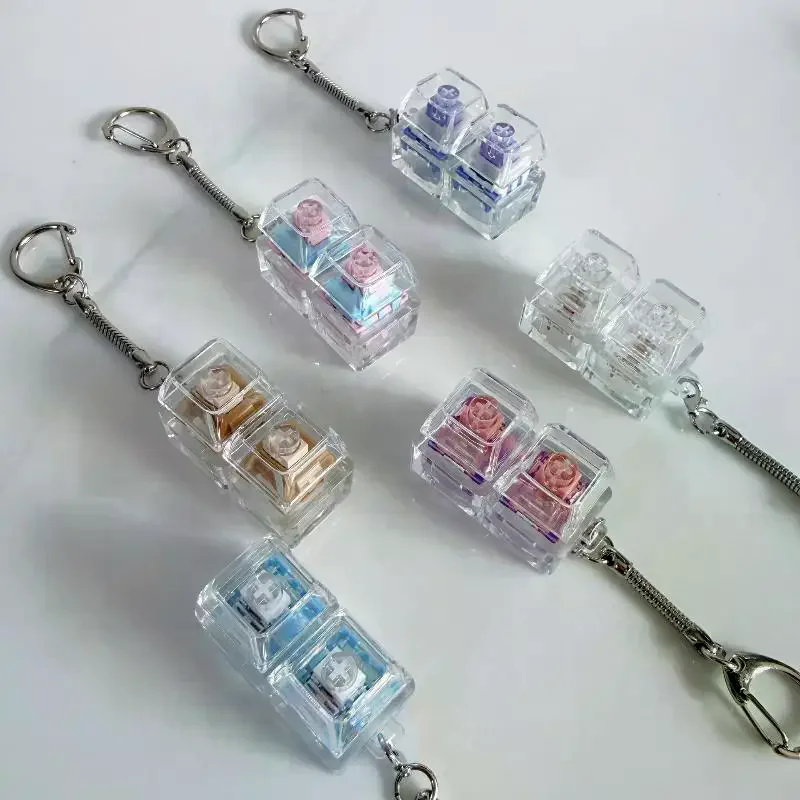 1/2/3/4/9 Key Keyboard  Toys Crystal Keycap Keychain Stress Relief Fingertip Gadget Decompression Toys Clicker  Toy