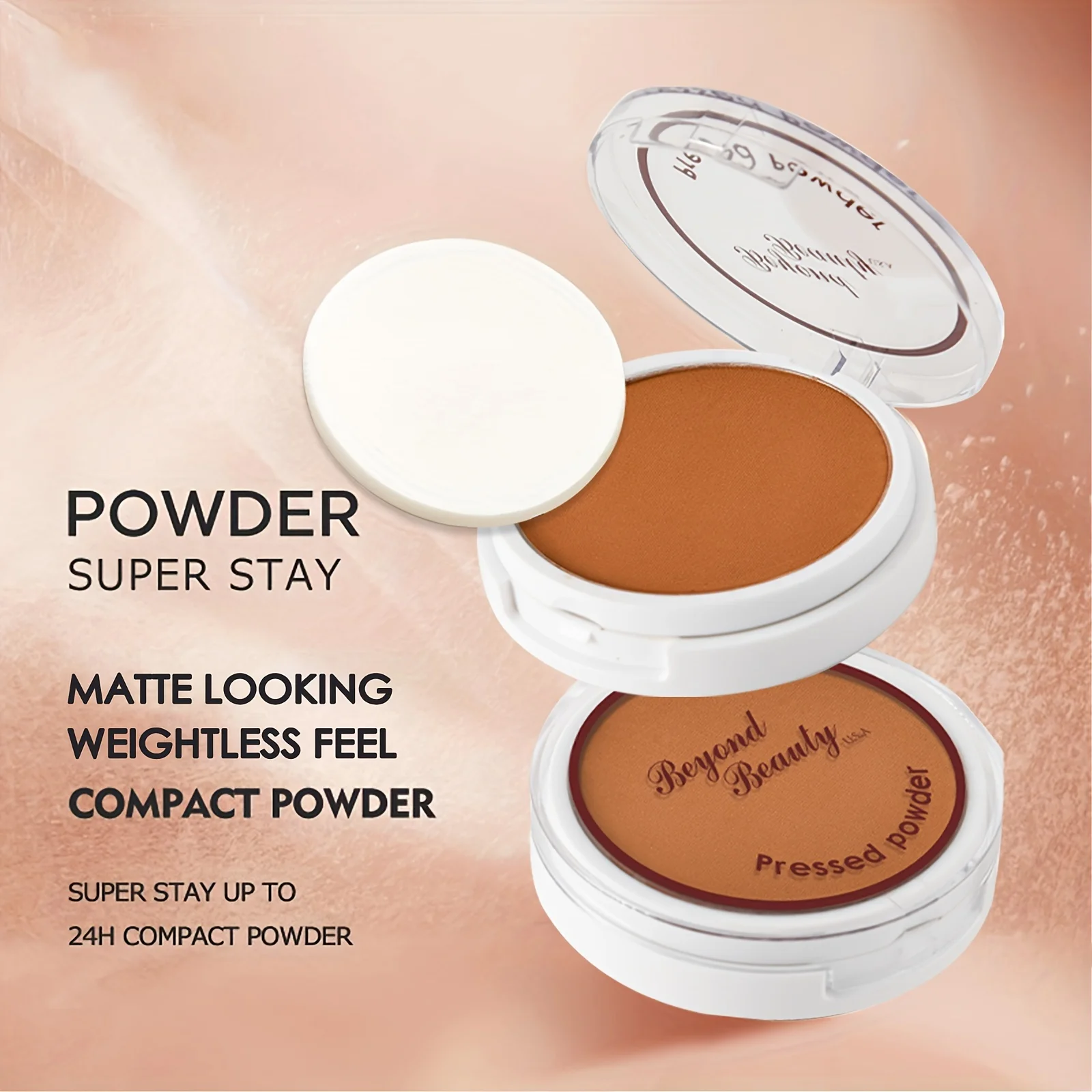 Wheat Bronzing Powder for Dark Skin, Matte Finish, Sweatproof & Oil Dark Foundation Concealer, Powder Puff And Mirror