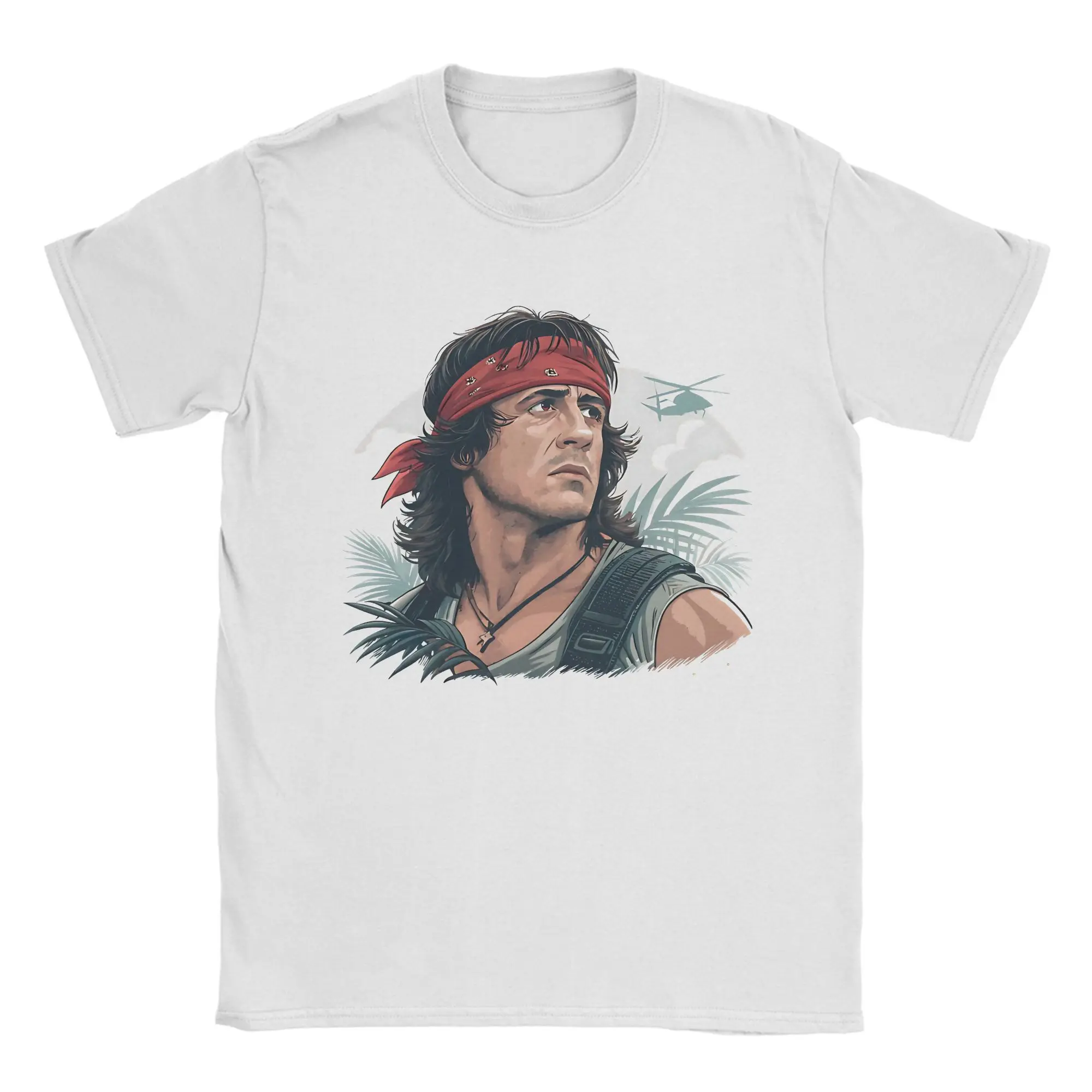 John Rambos Men T Shirts Action Hero Art  Awesome Tee Shirt Short Sleeve O Neck T-Shirt Pure Cotton Gift Idea Clothes