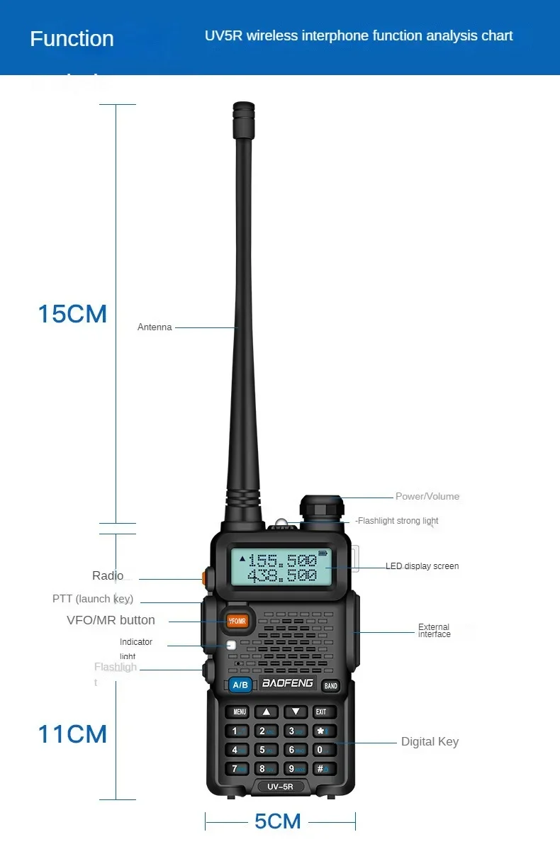 Walkie Talkie Uv5R Handheld Console Civil Outdoor Wireless High-Power Seismic Resistant And Drop Resistant