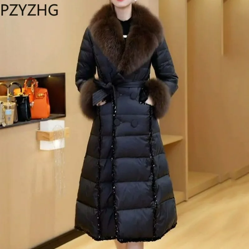 2023 neue Frauen Daunen Baumwoll mantel Winter jacke weibliche warme dicke Parkas lose große Outwear Kunst pelz Kragen Mantel