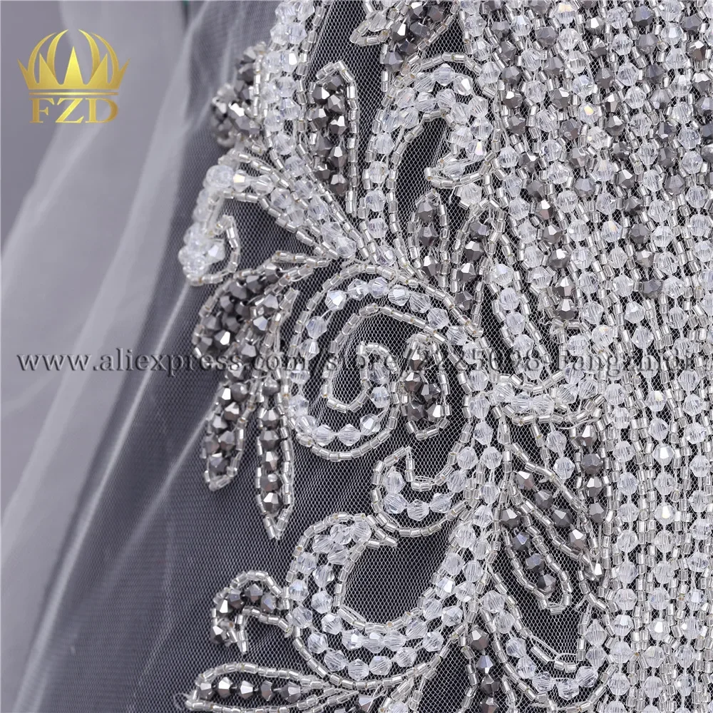 FZD 1 Set Sew on  Large Elegant Crystal Evening Dress Long Patches  for Clothing Wedding Evening night Dress Material DRA-313