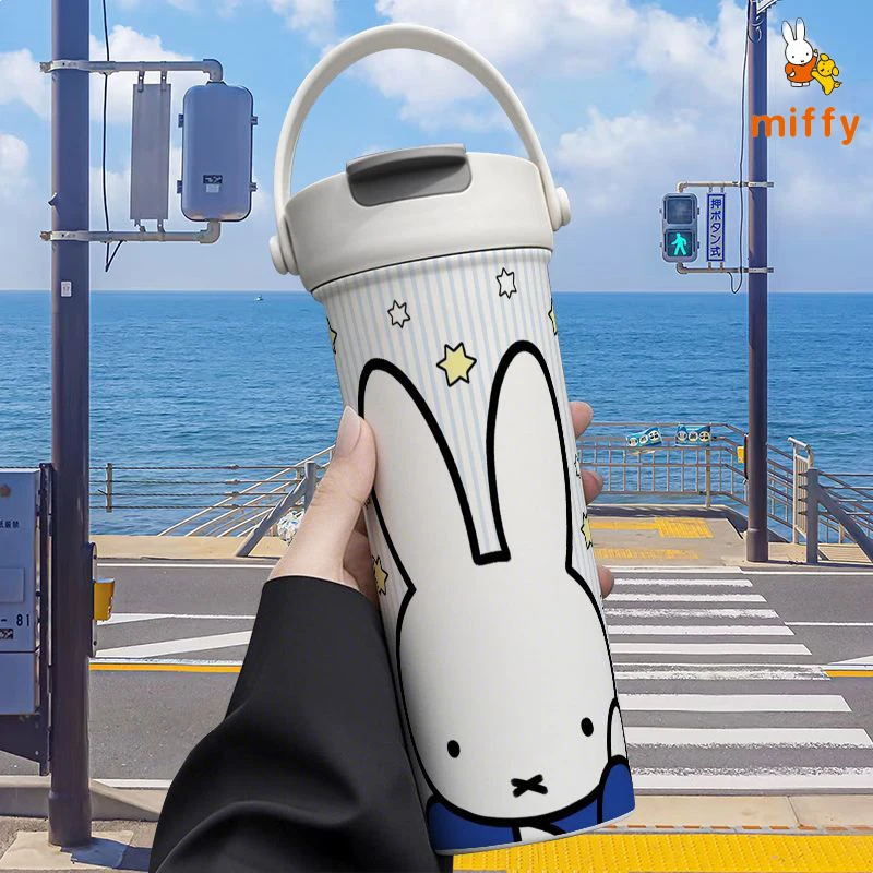 แก้วเก็บความเย็นสแตนเลสลายการ์ตูน Miffy น่ารัก พกพาสะดวก ความจุ 600 มล. พร้อมหลอดดูดสองแบบ หลายสไตล์ ของสะสมอนิเมะ ของขวัญสำหรับสาวๆ