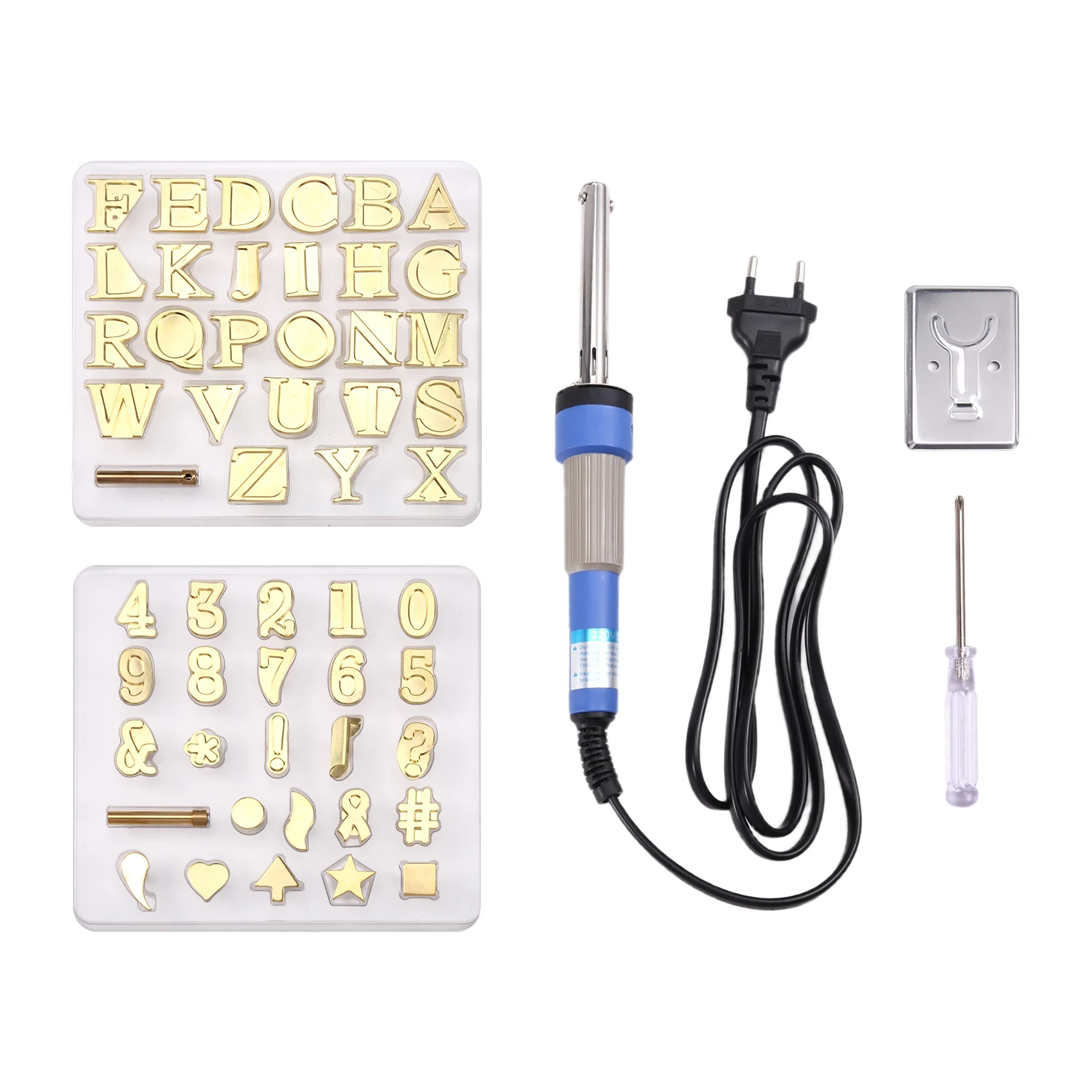 A36T-Wood Burning / Carving Set Letter Soldering Iron Pen DIY Tools Alphabet Number Template For DIY Embossing EU Plug