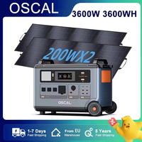 OSCAL 3600W Portable Power Station With 2PCS Solar Panel 200W LiFePO4 Battery 3600WH Photovoltaic charging 1600W Peak For Home