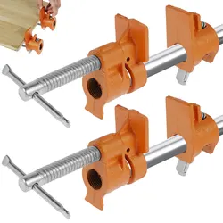 2Pcs 1/2 Inch Pipe Clamps Sturdy Metal Tube Set Durable Woodworking Assembly Clamp Adjustable Wood Fixture Carpenter