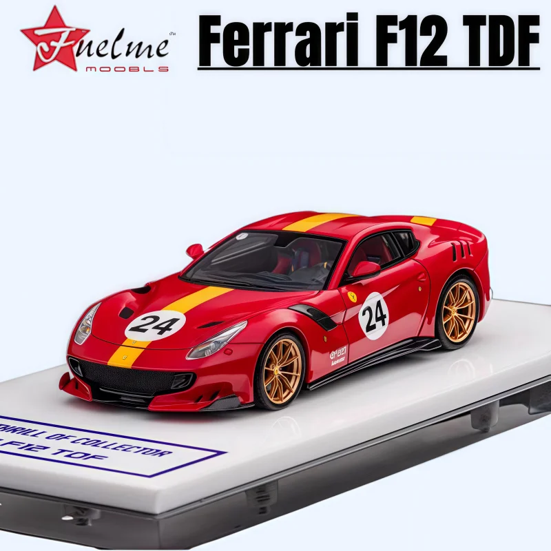 1:64, F12 TDF red and yellow Latte art, resin static miniature simulation car tide play model, adult collection display pieces.