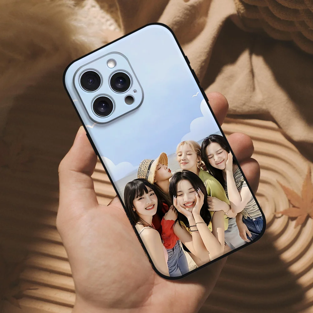 الكورية فتاة مجموعة G-idle جراب هاتف آيفون 16 15 11 13 14 برو ماكس 7 8 زائد X Xr Xs ماكس 12 البسيطة غطاء قذيفة سوداء #6