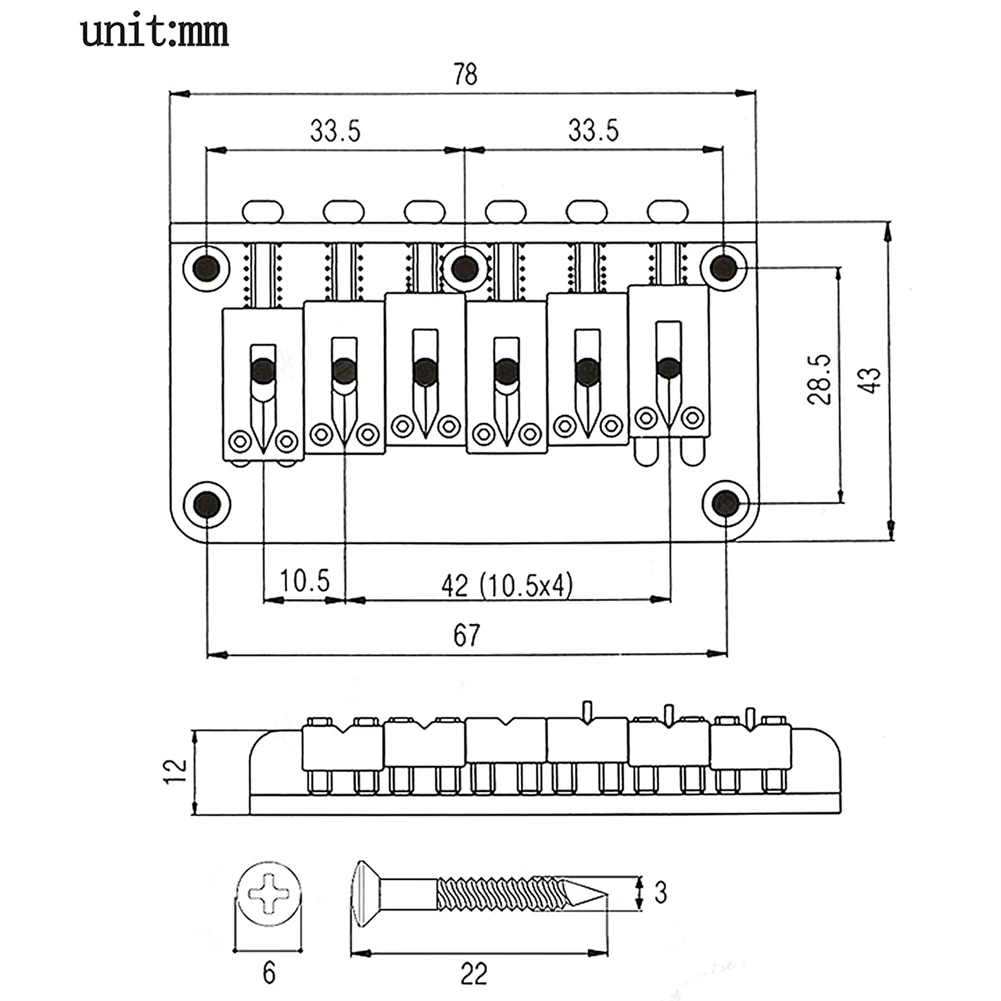 Monitor Physical Item Electric Guitar Top Load Bridge Wrench Body Chrome Finishing Copper Guitar Bridge Hardtail