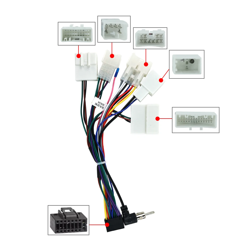 16 Pin Car Radio Cable for Toyota Avensis Tundra Vios Android 16pin Power Wiring Harness GPS Multimedia Connector Adapter