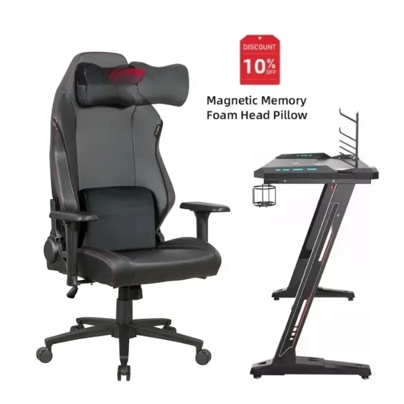 Custom High End  Metal Frame Leather Memory Foam Magnetic Headrest Ergonomic Computer Swivel Gaming Chair Gamer