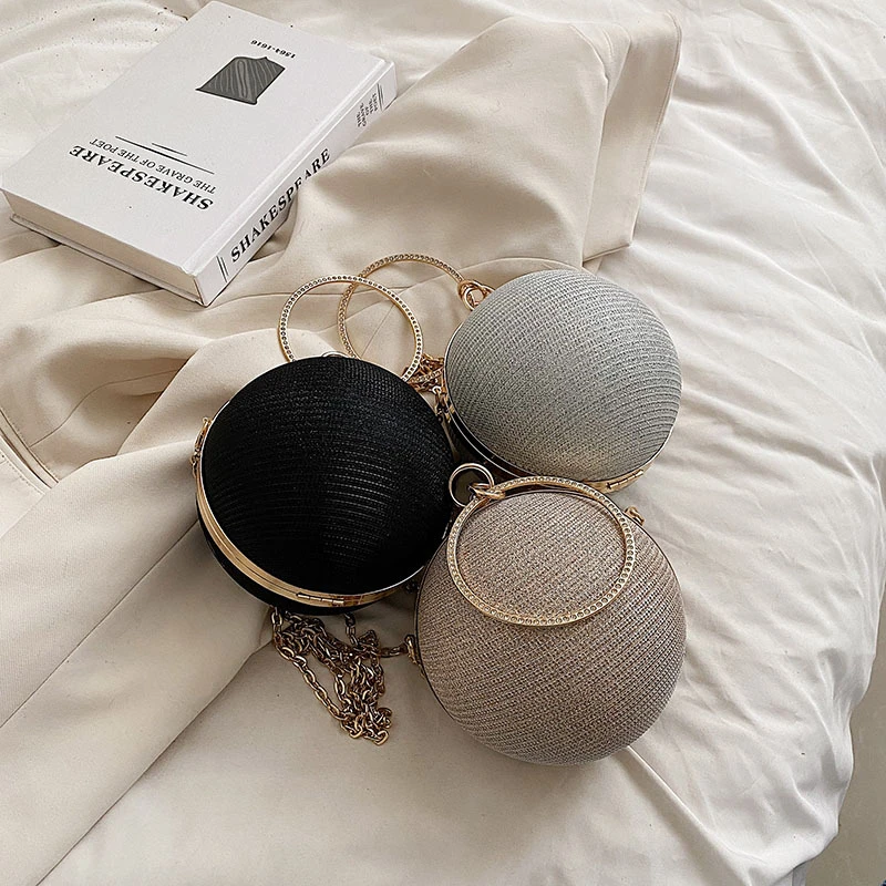 Circular Ring Portable Evening Bags Metal Round Ball Handbags For Lipstick Elegant Clutch Purse Wedding Wallets Crossbody Bag