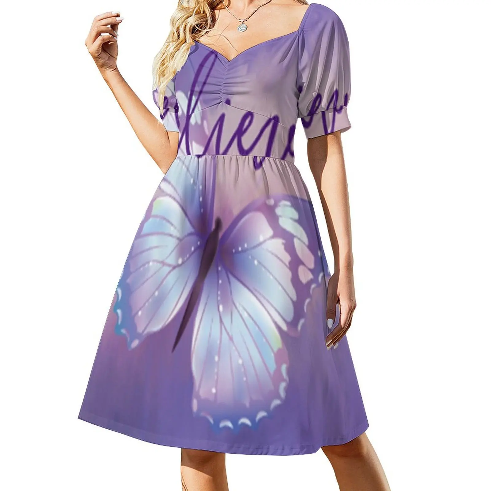 Believe ~ Purple Pastel Butterfly Short Sleeved Dress dresses ladies 2025 summer Woman clothing Dress