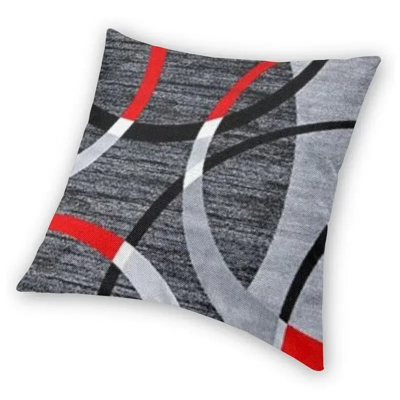 Abstract Gray Red Swirls Modern Pillow Cover Home Decorative Geometric Pattern Car Cushion Triangles Black White and Yellow