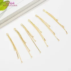 4PCS 53MM 14K Gold Color Plated Brass Chain Tassel Charms Jewerly Making Diy Jewelry Findings Accessories