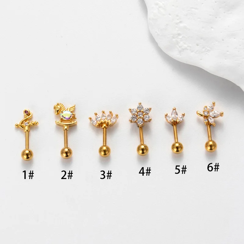 1PC New Design Straight Piercing Earrings Stainless Steel Ear Bone Stud Stud Earrings Double-Headed Screw Stud Earrings