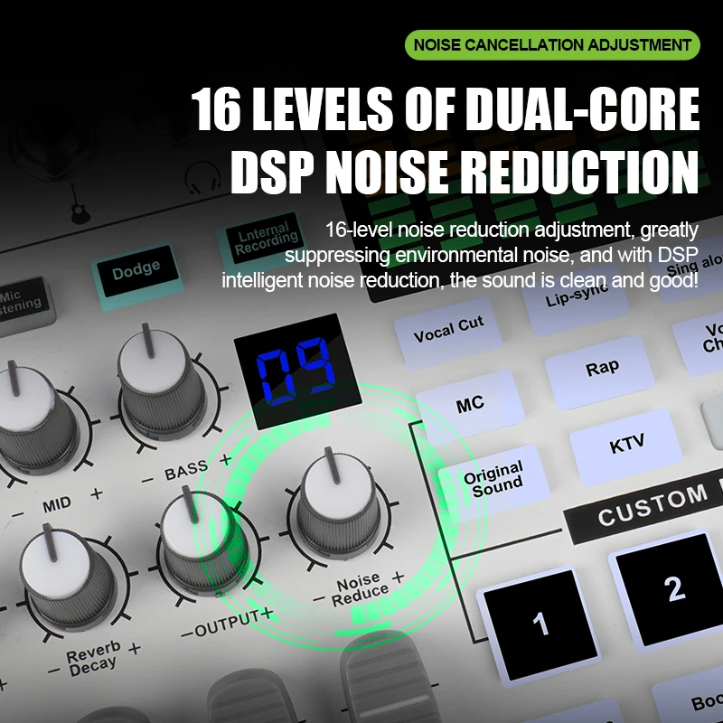 GOOERMI SN800 USB Audio Interface Sound Card with Bluetooth 48V Phantom Power Podcast Mixer for PC Studio Recording Live - view 4