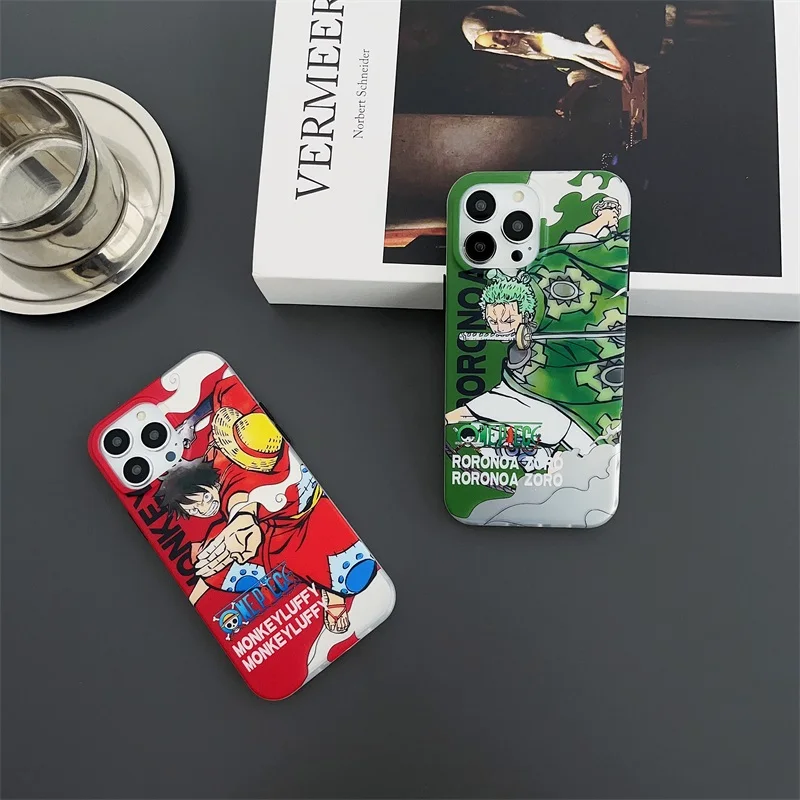 Cute Anime O-One Piece Pattern Phone Case For iPhone 15 14 11 12 13 Pro Max Cartoon Luffy Zoro IMD Silicone Shockproof Cover