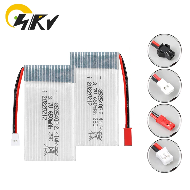 3.7V 650mAh 25C akumulator litowy akumulator litowo-jonowy do X5C X5SW 852540 zdalnego sterowania zdalnie sterowanego samolotu XH2.54 PH2.0 SM-2P