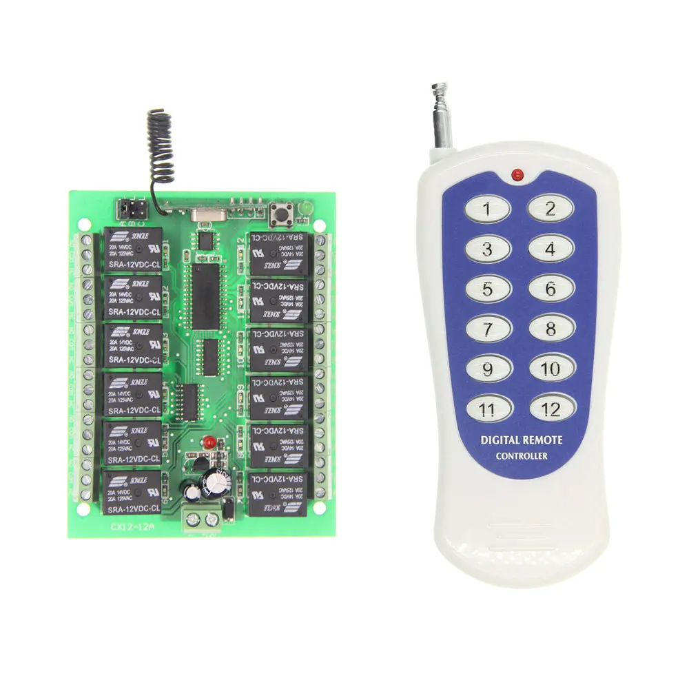 

DC 12V 24V 12 CH 12CH RF Беспроводная лампа, 315/433 MHz приемник передатчика