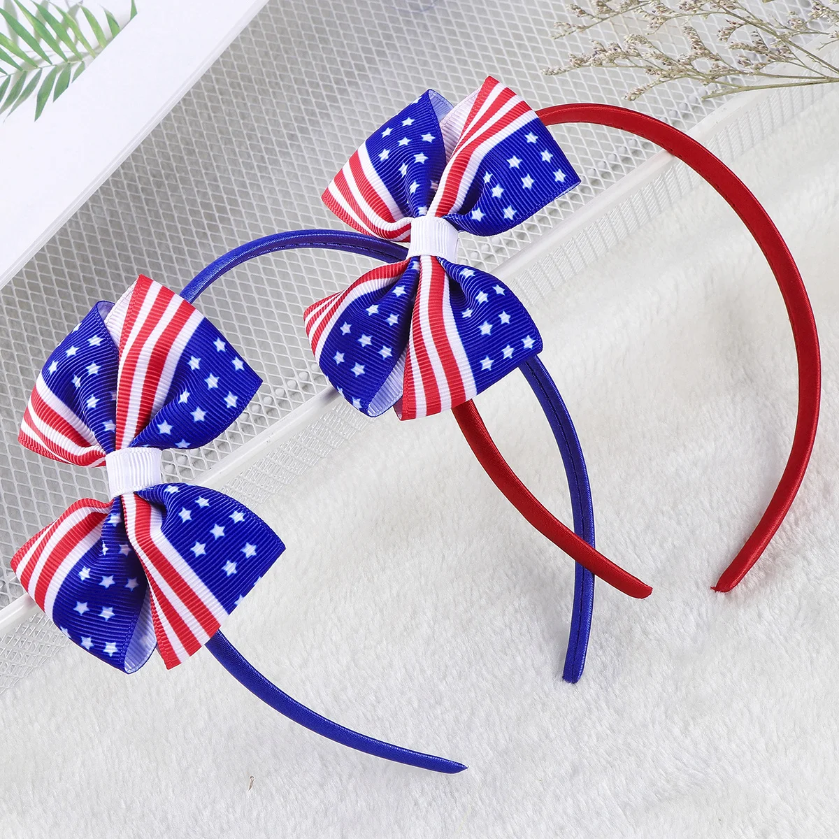 

America Flag Hair Clip Kids Red Bowknot Hairpin Patriotic Accessory for Independence Day 4th of July National Celebration