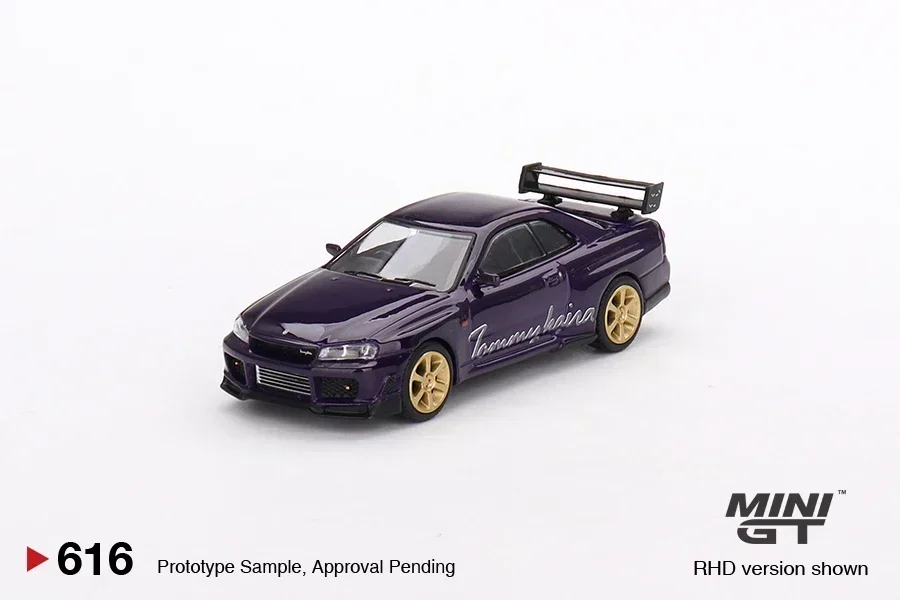 MINIGT 1/64 Nissan Skyline GT-R (R34)Tommykaira R-z Midnight Purple Diecast Automotive Model Ornaments Cas Toys Gift Decorations