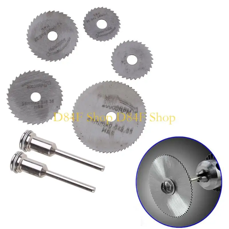 

D84F 7Pcs HSS Circular Cutting Disc Mandrels fr Rotary Tool New
