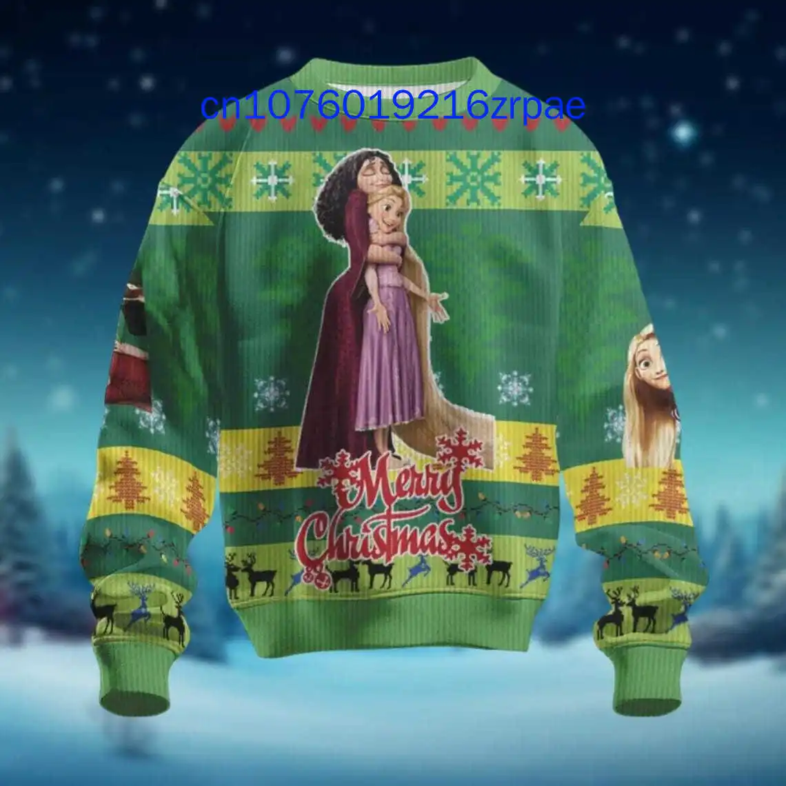 Disney Rapunzel Princess Christmas Sweater Men's Women's 3d Print Ugly Sweater Tangled Movie Casual Sweatshirt Christmas Sweater