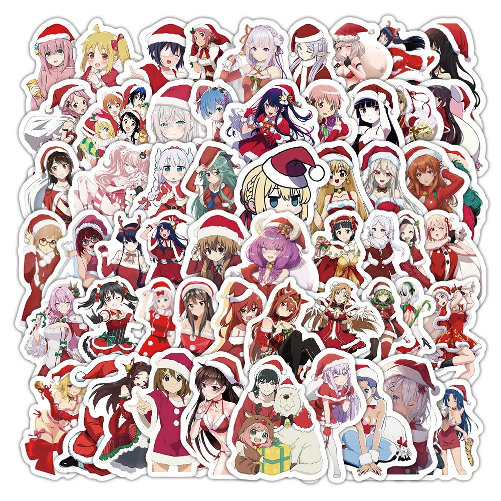 

10/60PCS Christmas Cartoon Beauty Personality Graffiti Creative Sticker Toy Skateboard Guitar Computer Refrigerator Decoration