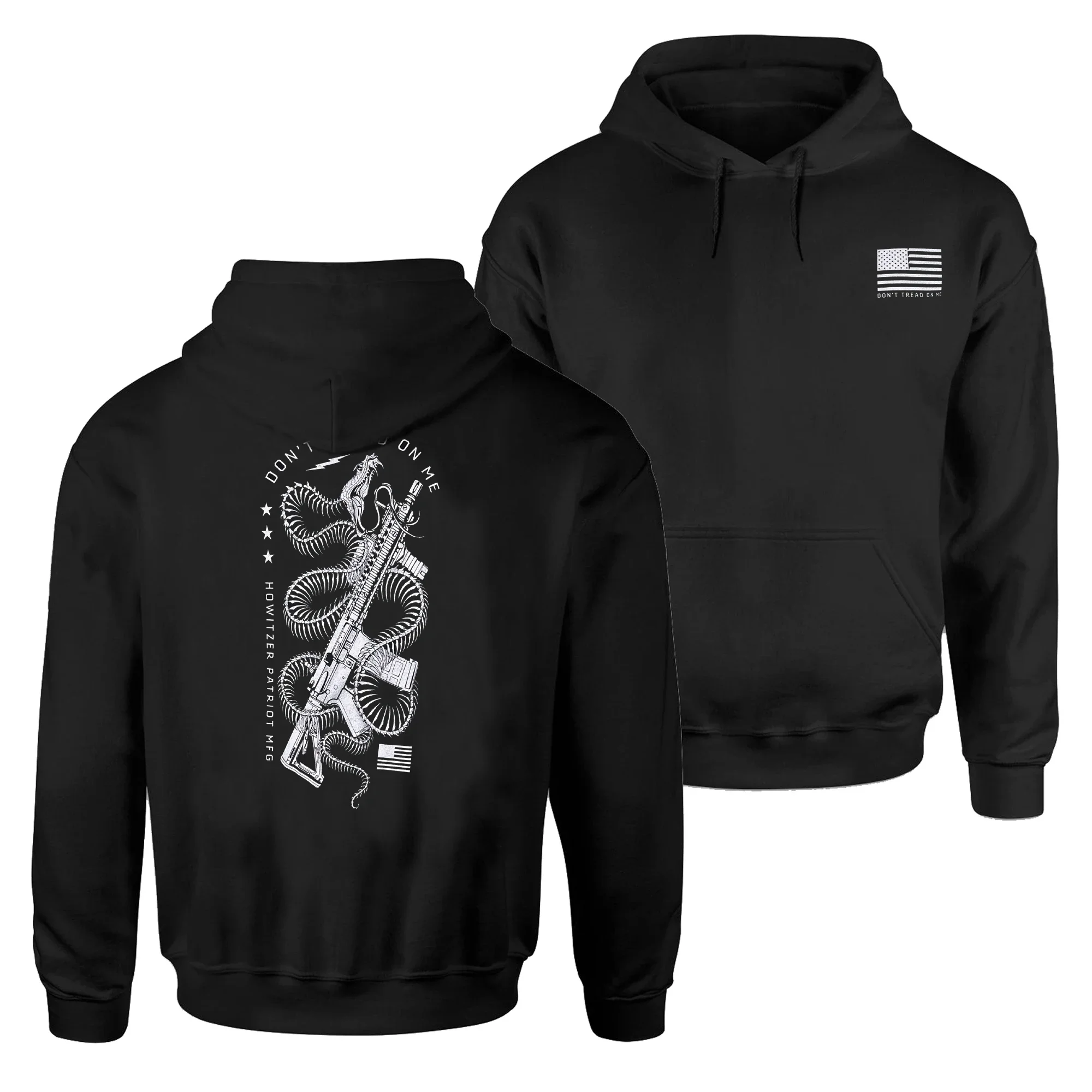 Don't Tread on Me. Skeleton Snake Coiled Rifle Grunt Pullover Hoodie New 100% Cotton Casual Mens Clothes Fashion Streetwear