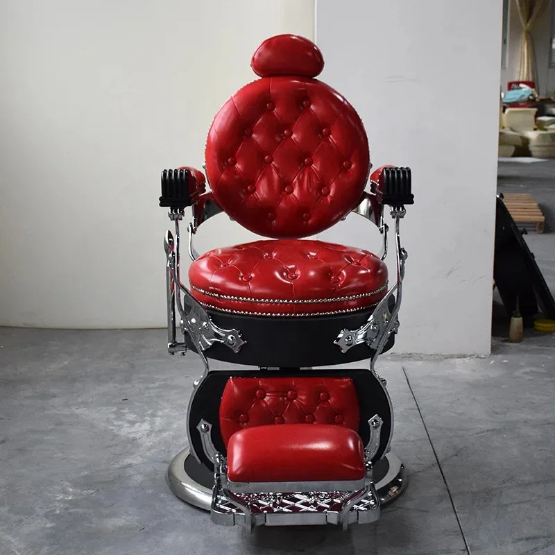Antique Style Red Silver Shop Hair Styling Salon Barber Chair for Sale