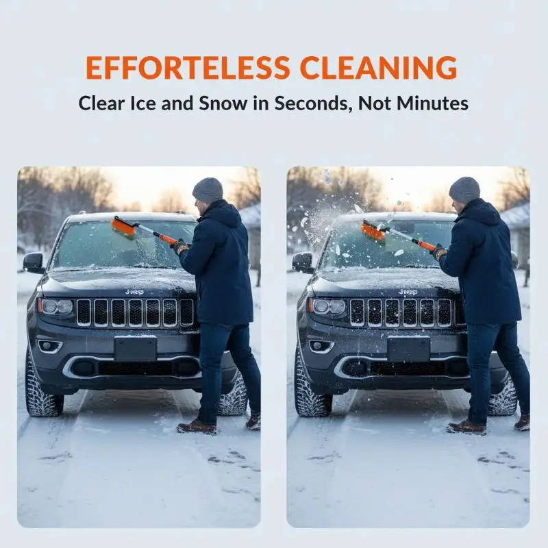 High Quality 2 in 1 Car Snow Brush Ice Scraper Long Lasting Winter Windshield Snow Remover for Car SUV Truck Drivers