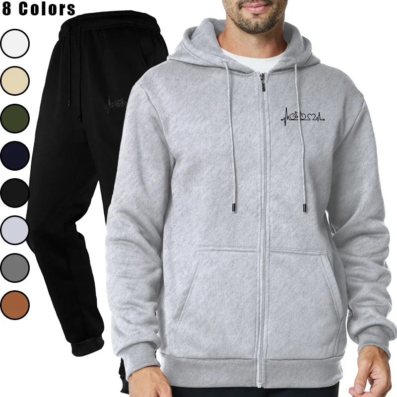 

Fashion Tracksuit for Men Zipper Hooded Sweatshirt and Sweatpants Two Pieces Sports Jogging Casual Fitness Sets