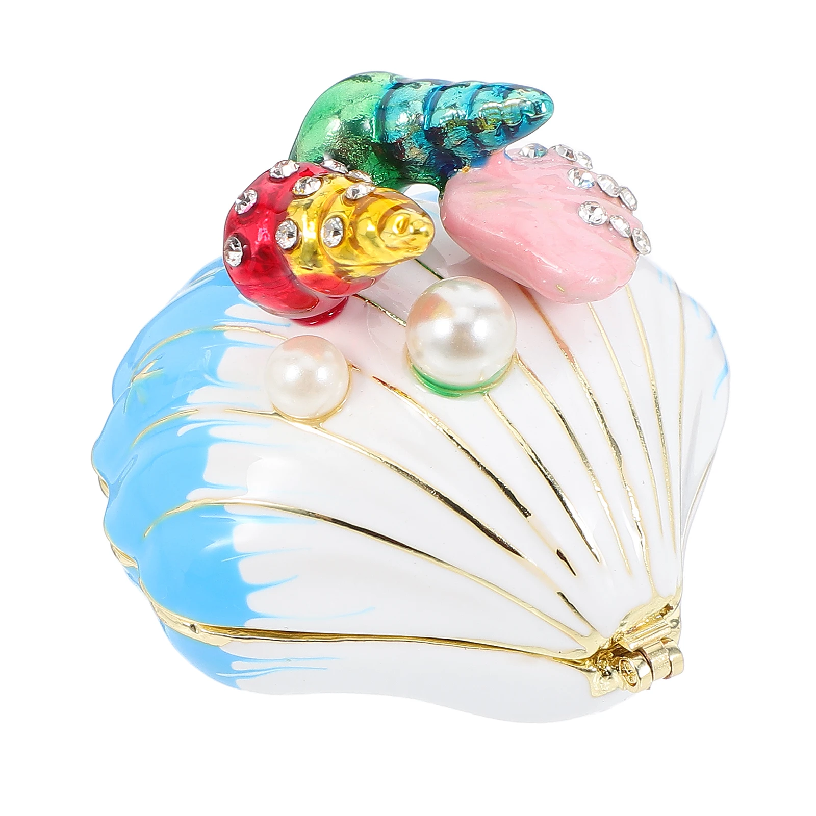 

Decorative Box Enamel Clam Charms Jewelry Holder Seashell Storage Tray Earrings Coastal Table Decor Seashell Collection Box