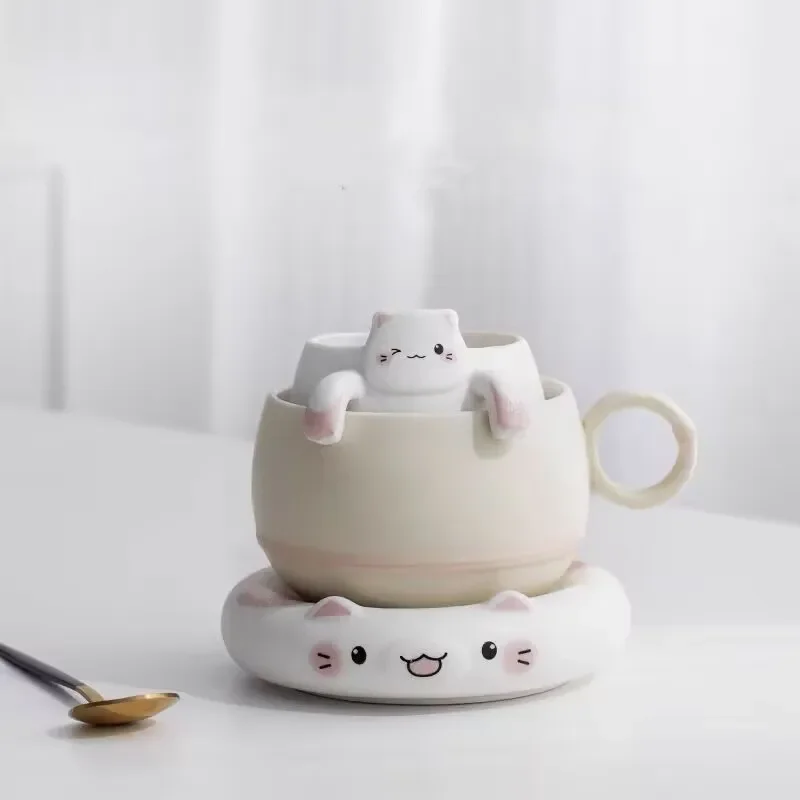 Zhaocao Cat Brewing Tea Cup  Ceramic Tea Water Separation Mug Creative Coffee Men and Women Water Cup Gift Drinkware