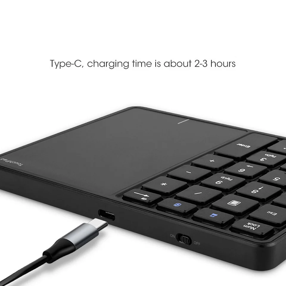 HKZA Mini 2.4G Bluetooth Keyboard Numeric Keypad 22 Keys Digital Keyboard with Touchpad for Windows IOS Mac OS Android PC Tablet