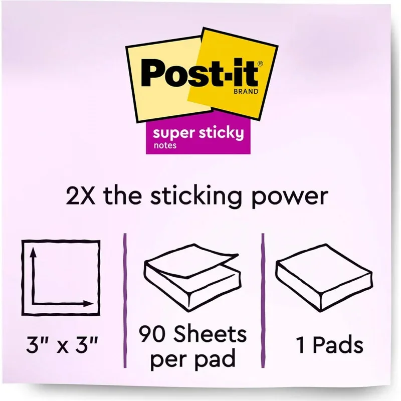 RWDD4 # - PhotosPost-it Super Sticky Notes, 2X Sticking Power, cores variáveis, 3 x 3 polegadas, cores brilhantes sortidas, 1 bloco