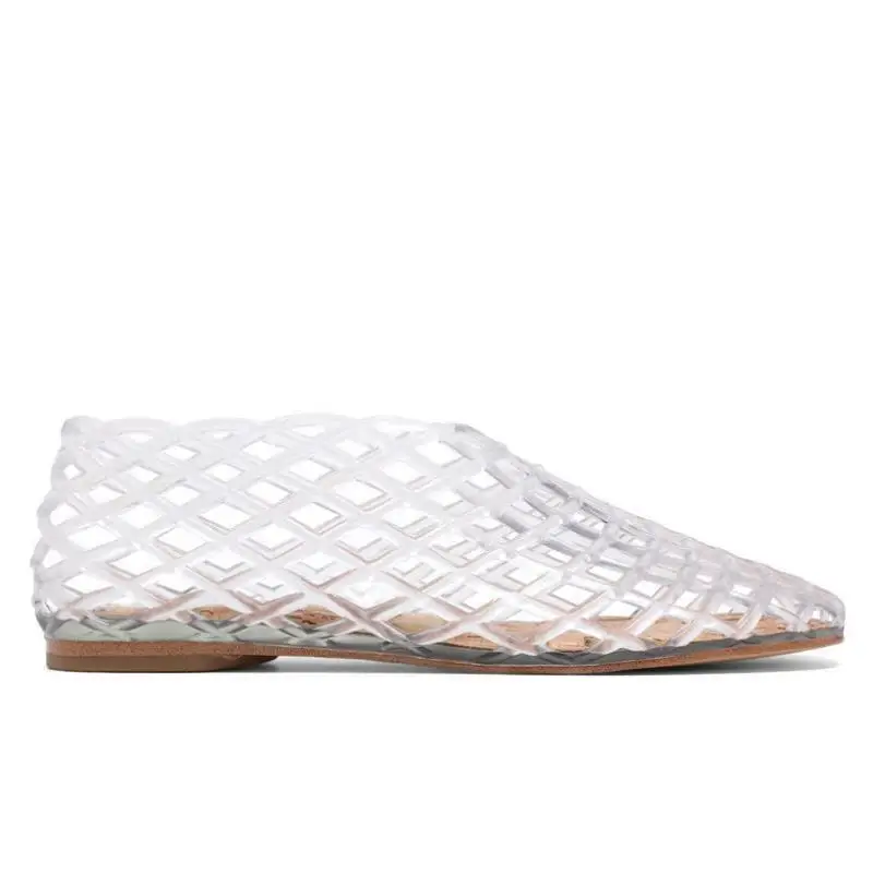 

Casual Transparent Jelly Single oes for Women Faionable Busin Sle Ciwalk Warmth Winter Flat Heel Mule oes