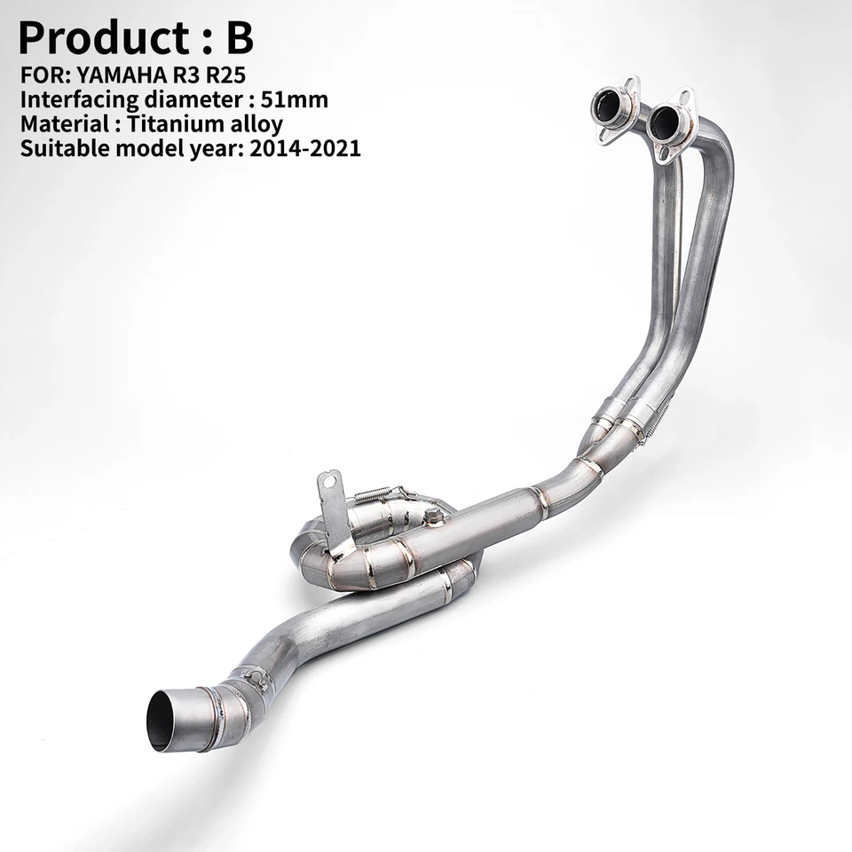 STLF Yama R25 R3 MT-03 Titanium Alloy Full Exhaust System 51mm Mid Pipe Stainless Steel New Slip Compatible for Yama YZF R3 R25