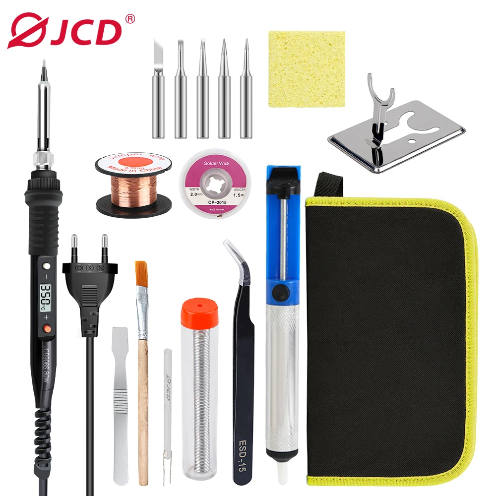 JCD 908S Electric Soldering iron 80W Soldering Set 220V/110V Adjustable Temperature LCD Display Household Welding Repair Tools