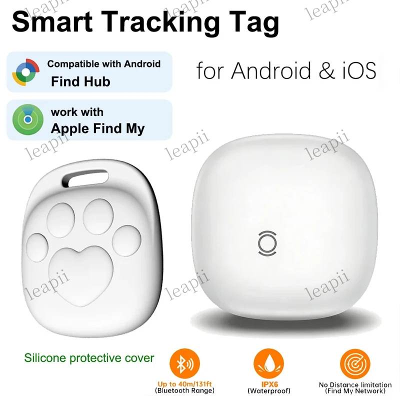 New Dual System Bluetooth Smart Tag – Air Tag Tracker for Apple Find My IOS & Google Find Hub Android, Featuring 80-100dB Alarm