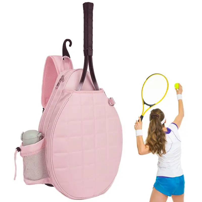 

Tennis Racquet Bag Tennis Carrying Bag With Water Bottle Holder Padded Strap Top Handle Chest Grids Printed Tennis Sling Bag