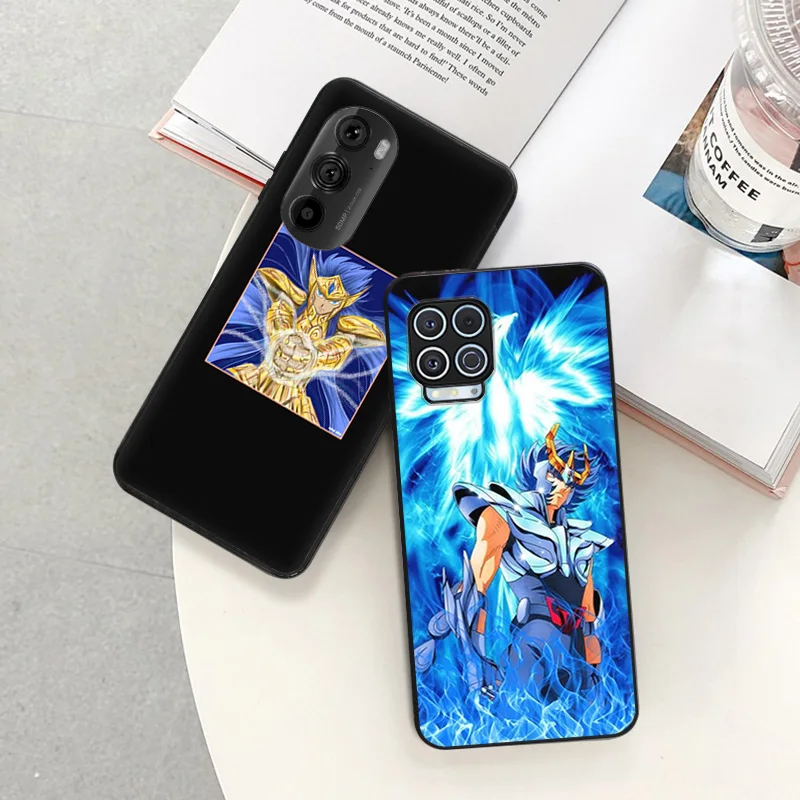 Black Matte Phone Case for Motorola Moto G50 G73 G53 G72 G52 G30 G31 G60 G71 G22 G9 Play G60S Saint Seiya Macro Cosmo Soft Cover