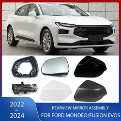 Rearview Mirror Cover Mirror Frame Turn Signal Lamp Door Wing Mirror Glass Heated For Ford Mondeo/Fusion Evos 2022 2023 2024