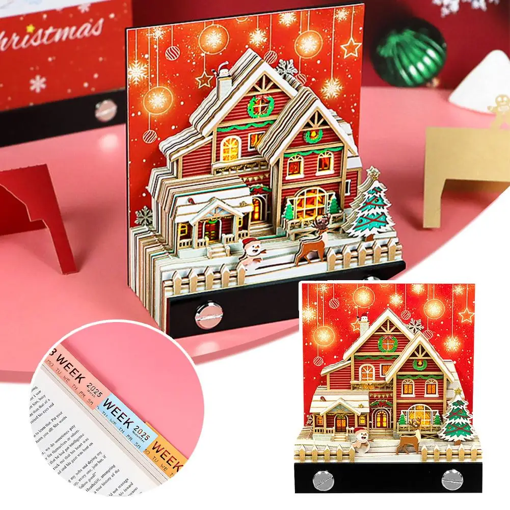 2025 Calendar Magic Castle 3d Notepad Memo Pad Block Notes Note Christmas Design Stationery Paper Accessories Novelty Gift W4f8