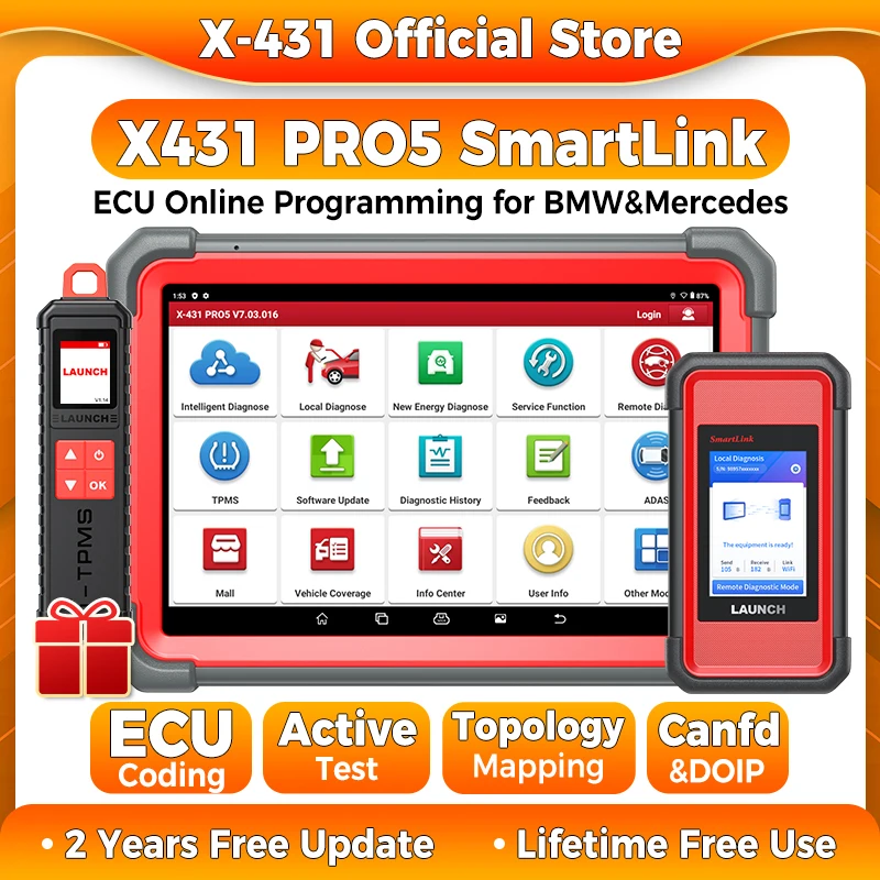 

X-431 LAUNCH PRO5 Car Diagnosis Scanner OBD2 Diagnostic Scan Tool Automotive J2534 Programming BMW Mercedes 2 Years Free Update