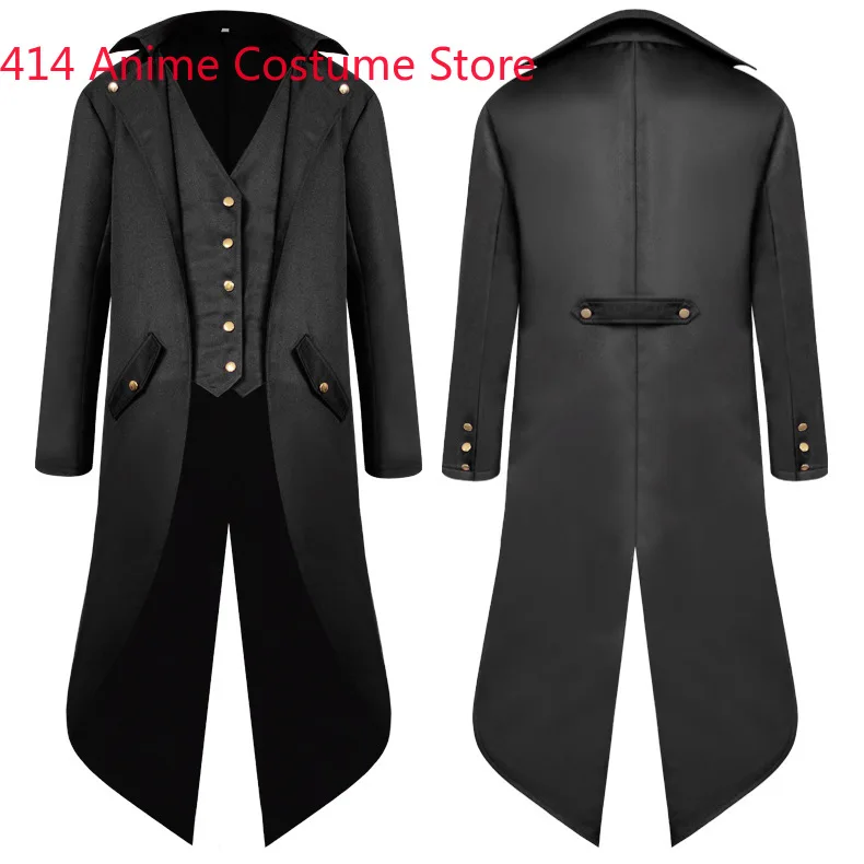 Medieval Costume Prince Cosplay Jacket Tuxedo for Adult Kids Tailcoat Medieval Retro Medium Length Punk Gatherings Clothing